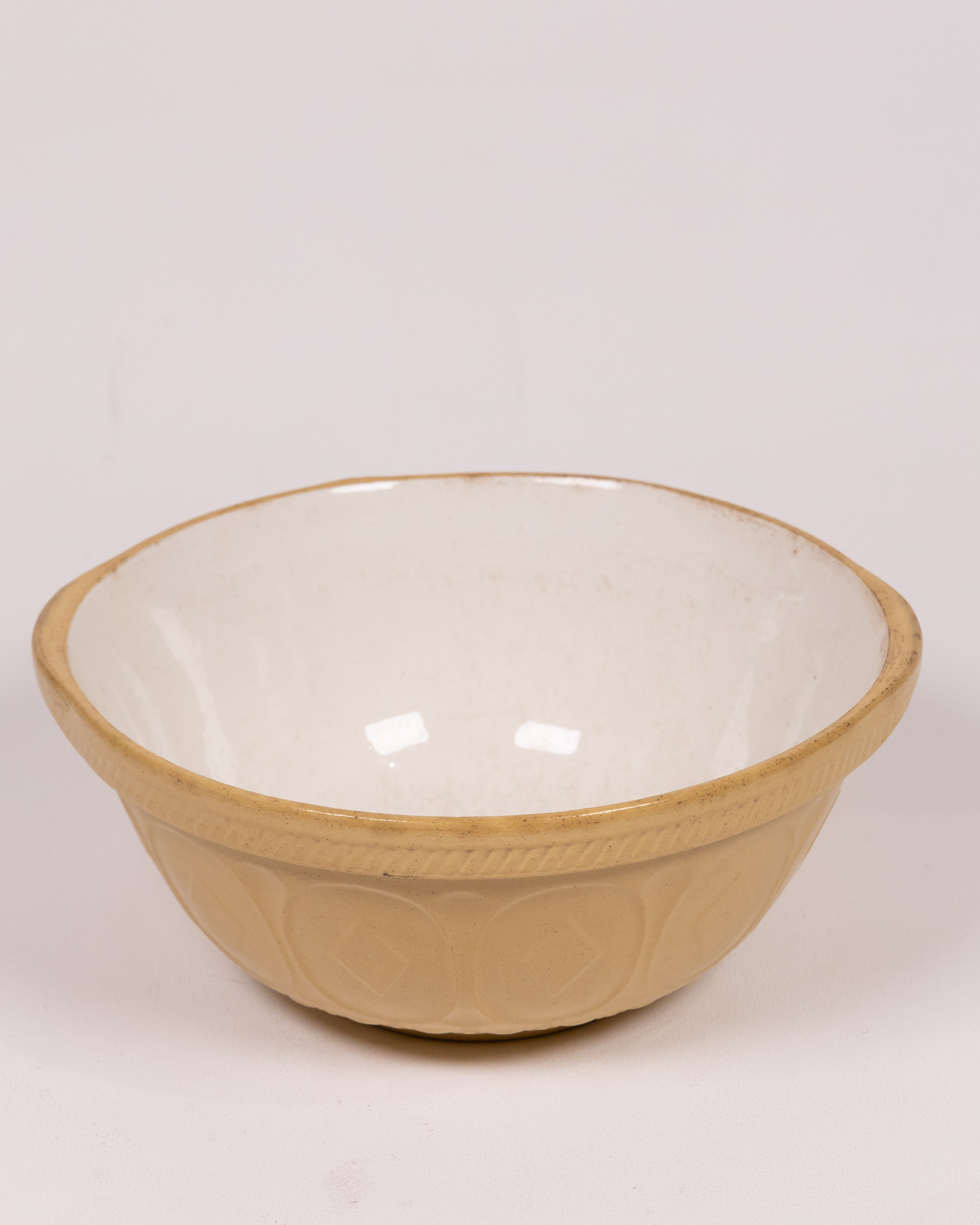 Vintage Green & Co. Mixing Bowl Cream Interior Tan Exterior