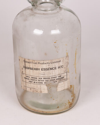 Vintage Consol Fruit Raspberry Essence Glass Bottle with Red Lid