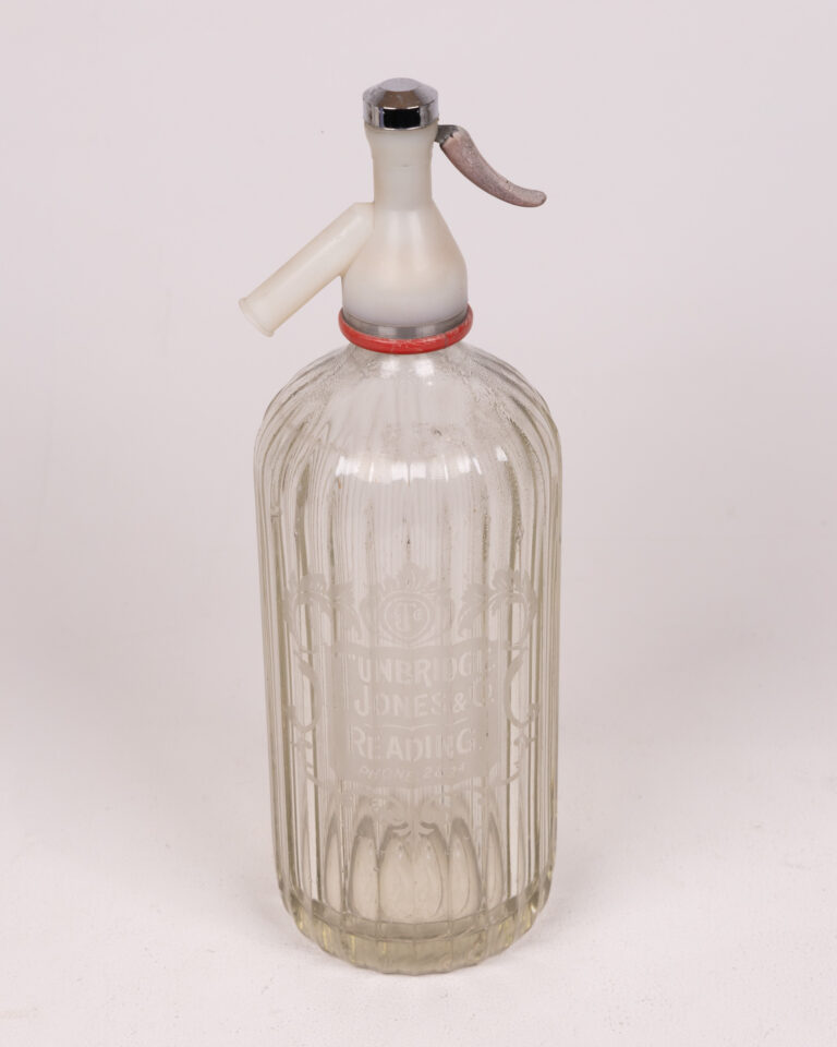 Vintage Tunbridge Glass Soda Siphon with Etched Design