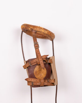 Antique Leather & Metal Leg Brace with Straps