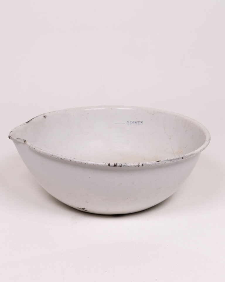 Vintage White Enamel Kitchen Mixing Bowl With Spout, Made in England