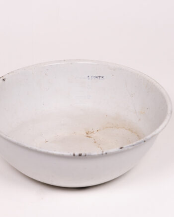 Vintage White Enamel Kitchen Mixing Bowl With Spout, Made in England