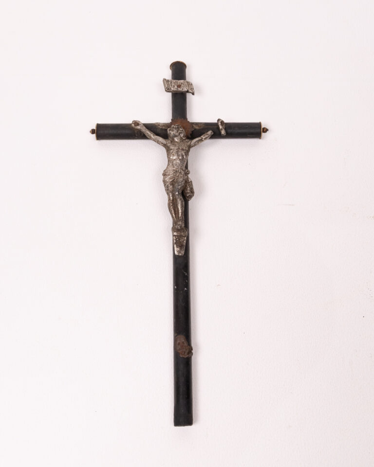 Antique Metal and Wood Crucifix, Religious Wall Hanging Cross Decor