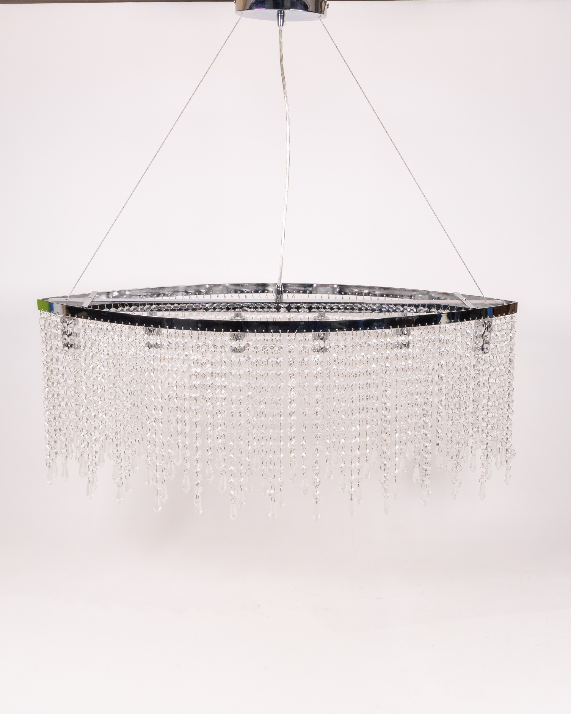 Modern Chrome & Crystal Hexagon Chandelier Elegant Ceiling Light Fixture