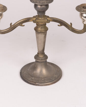 Vintage Triple Candle Holder Silver Metal Ornate Candelabra Centrepiece