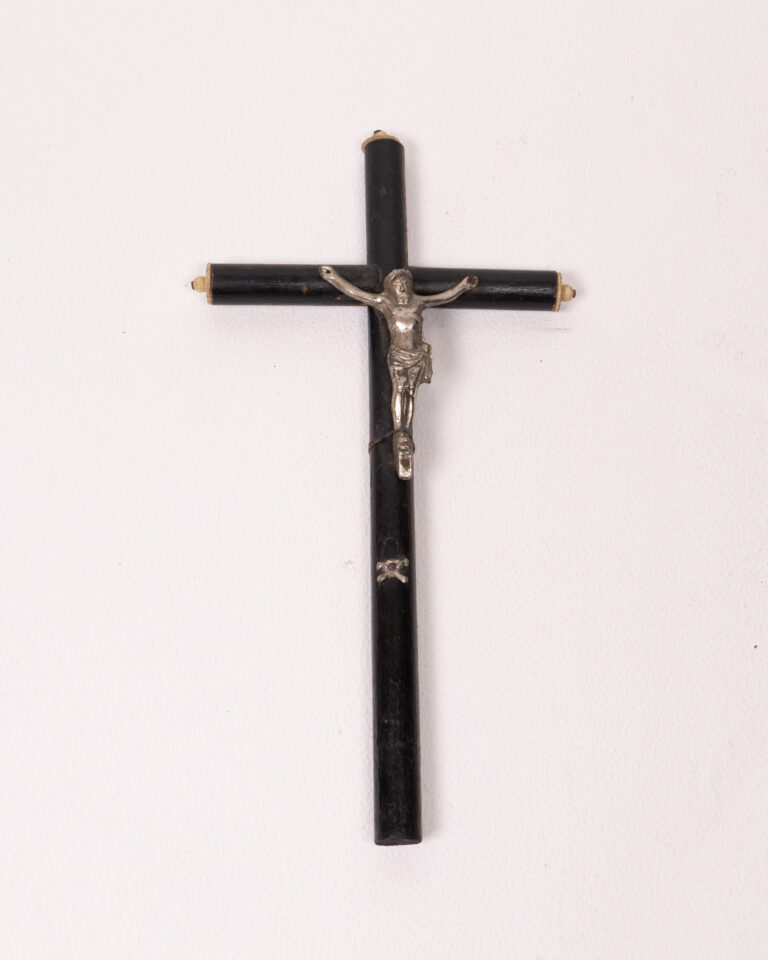 Vintage Crucifix with Silver Jesus Figure & Wood Cross - Religious Decor