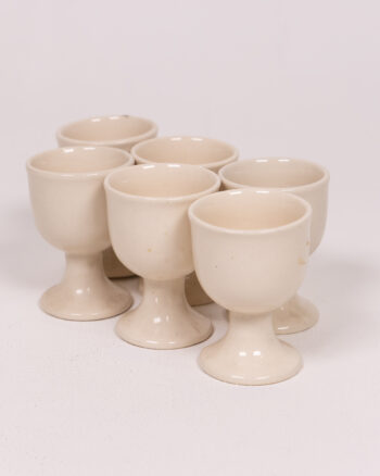 Set of Six Vintage Cream Ceramic Egg Cups | Breakfast Tableware