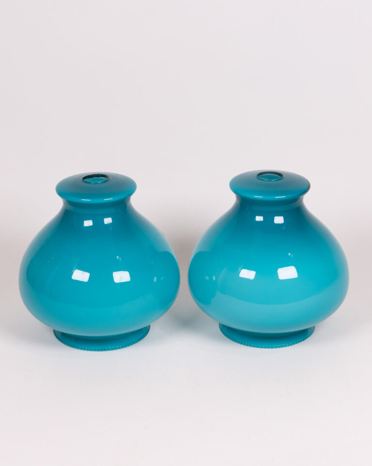 Pair of Turquoise Replacement Glass Lamp Shades - Home Lighting