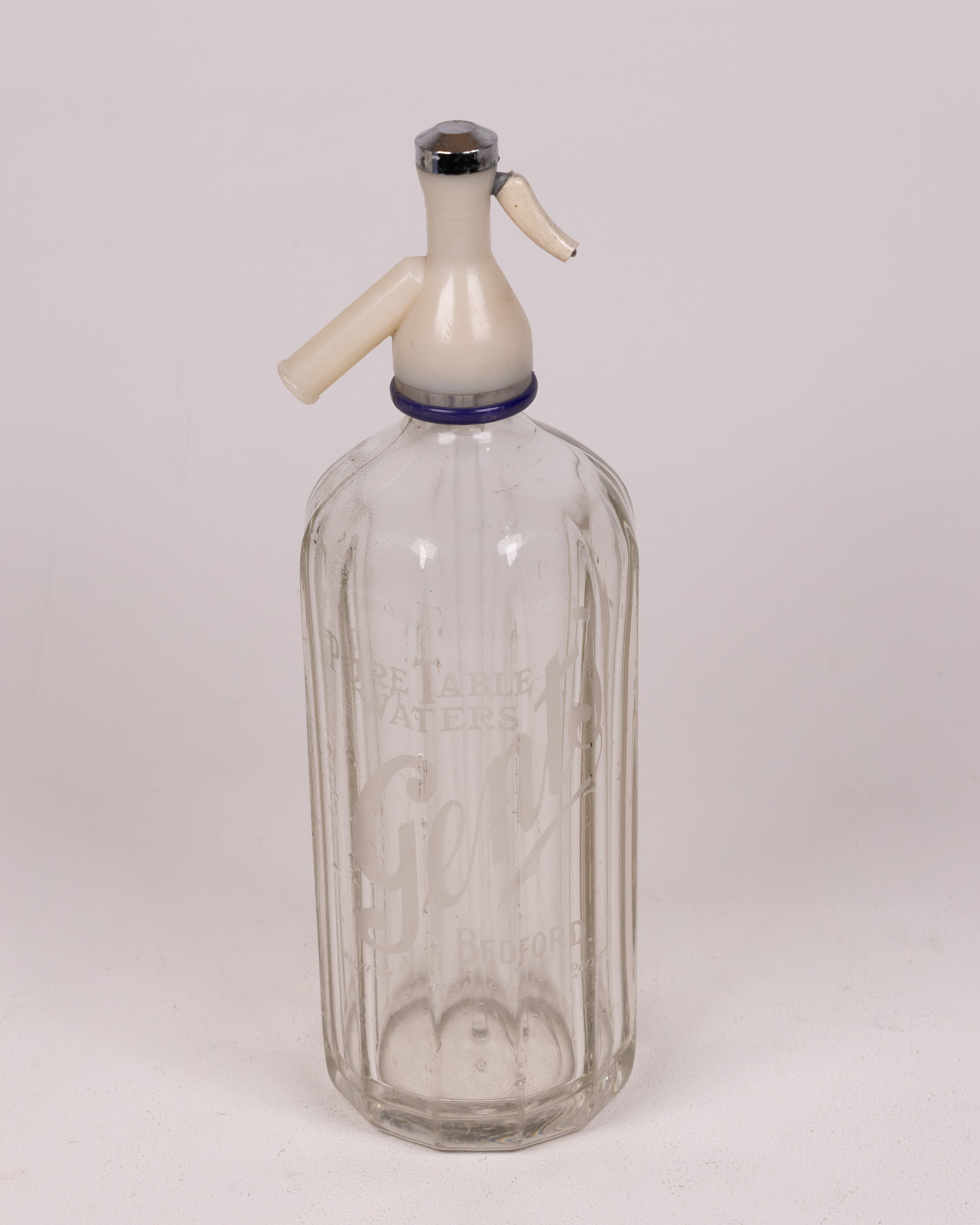 Vintage Glass Soda Siphon with Etched Lettering