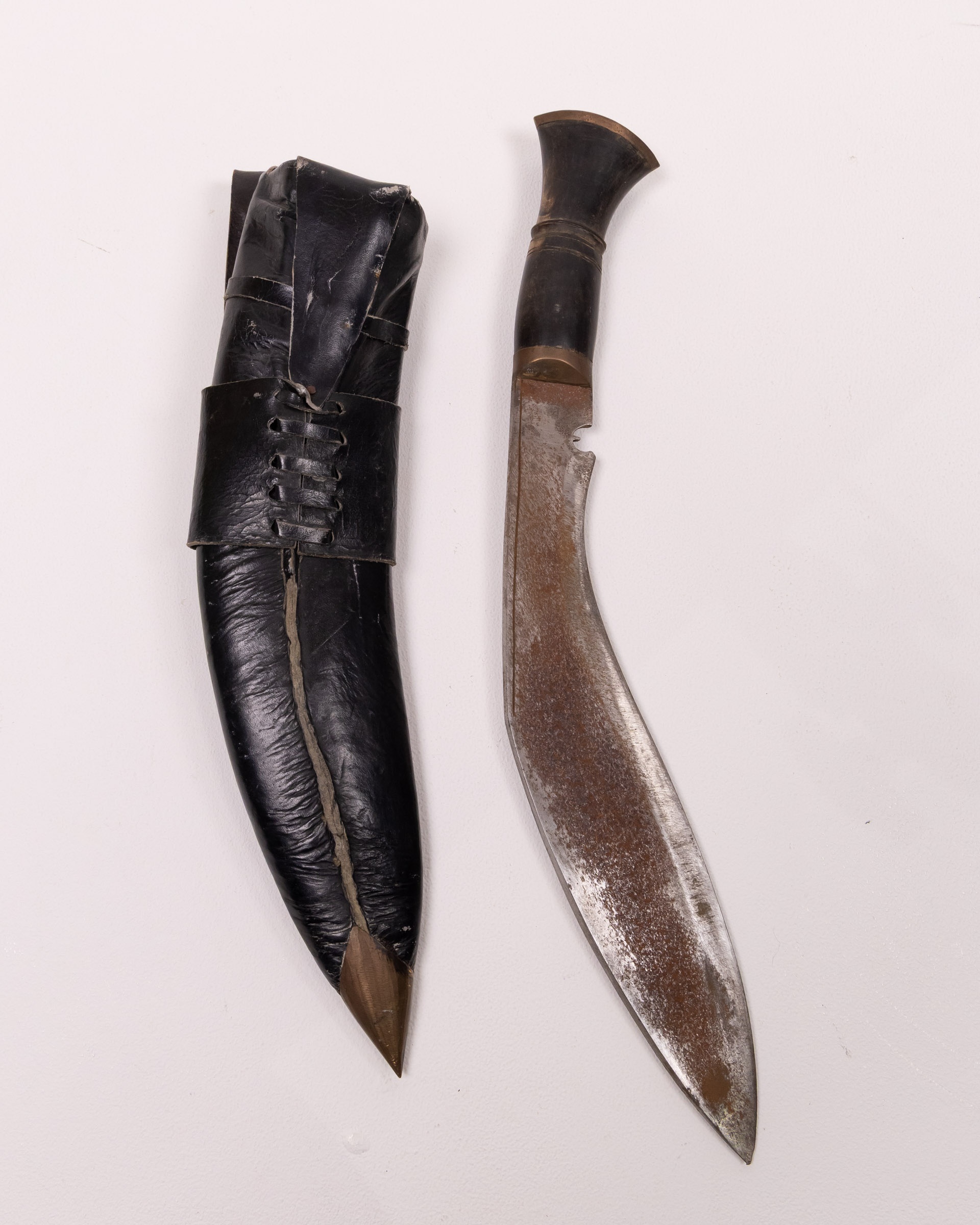 Vintage Nepalese Kukri Knife with Original Leather Sheath, Collectible