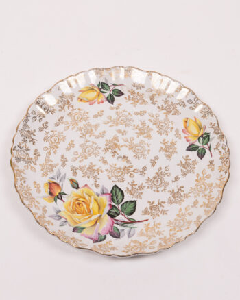 Vintage Old Foley Floral Cake Stand, Decorative Ceramic Plate, Gold Detail
