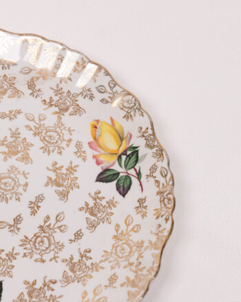 Vintage Old Foley Floral Cake Stand, Decorative Ceramic Plate, Gold Detail