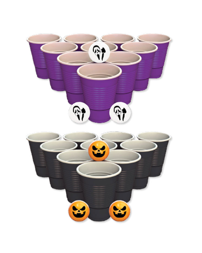 Summerween Ghost & Pumpkin Beer Pong Set with 20 Cups