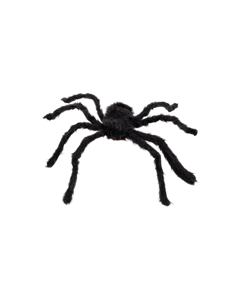 Hairy Black Spider Halloween Prop with Red Eyes