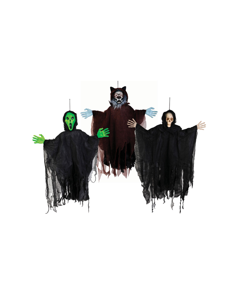 Halloween Hanging Figures – Alien, Wolf, Reaper – 91cm Poseable