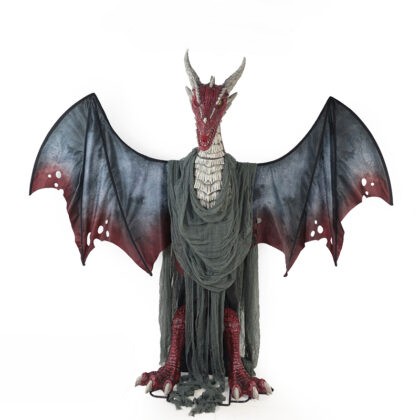 Red Dragon Animatronic Halloween Prop with Lights