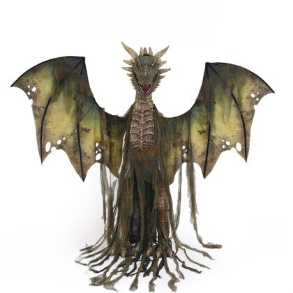 Green Dragon Halloween Prop with Light-Up Eyes