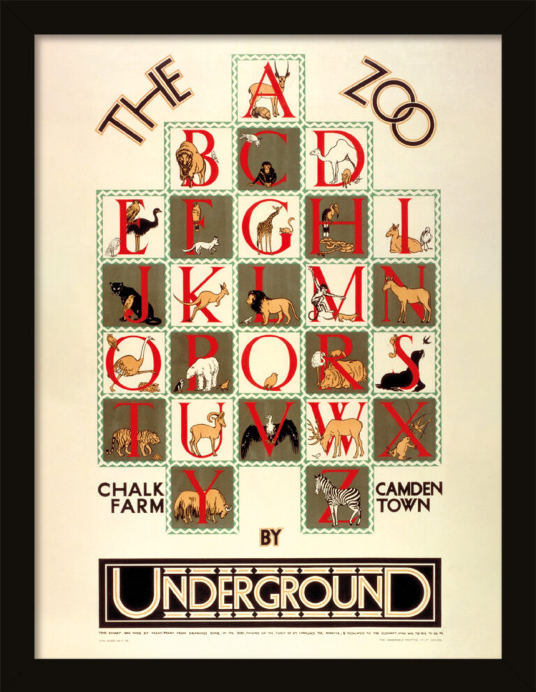 New Framed London Underground 'The Zoo' Print 30x40cm