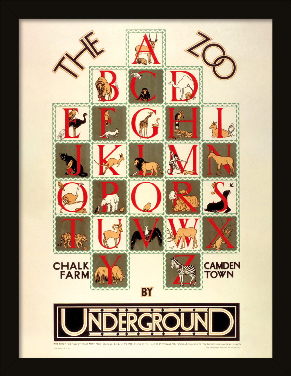 New Framed London Underground ‘The Zoo’ Print 30x40cm