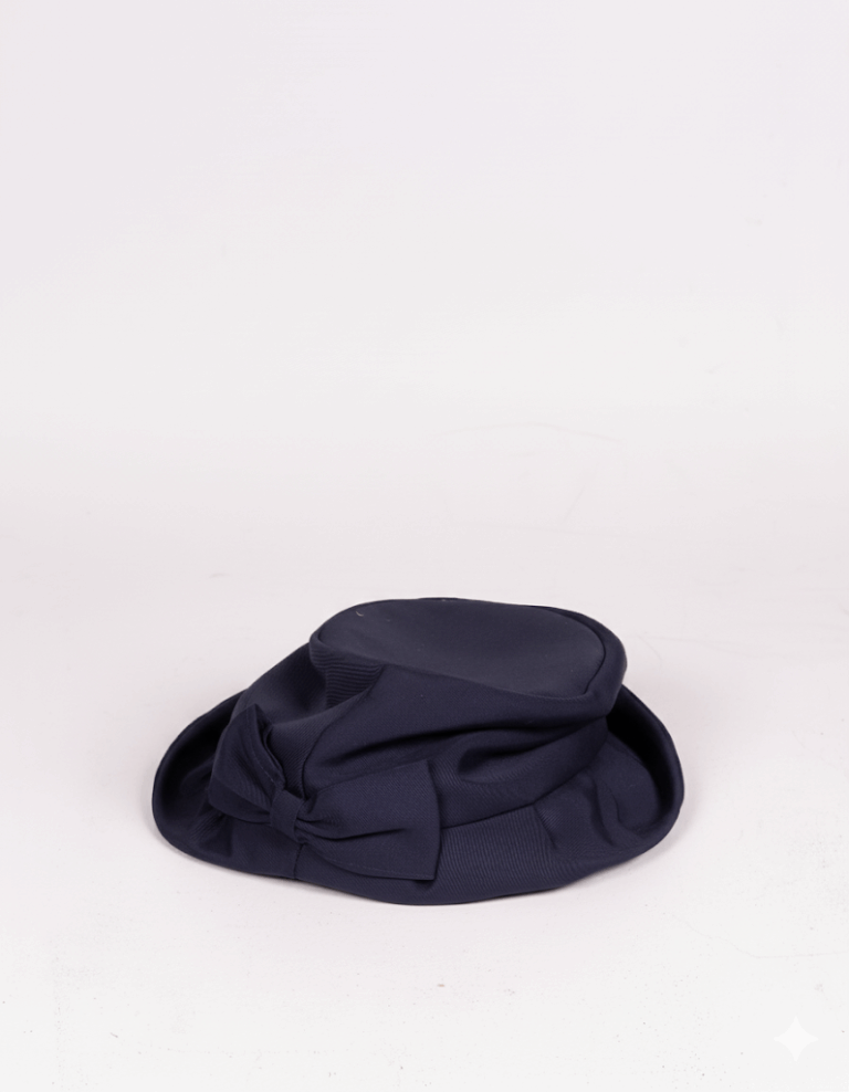 Vintage Fabric Bowler Hat with Bow Detail