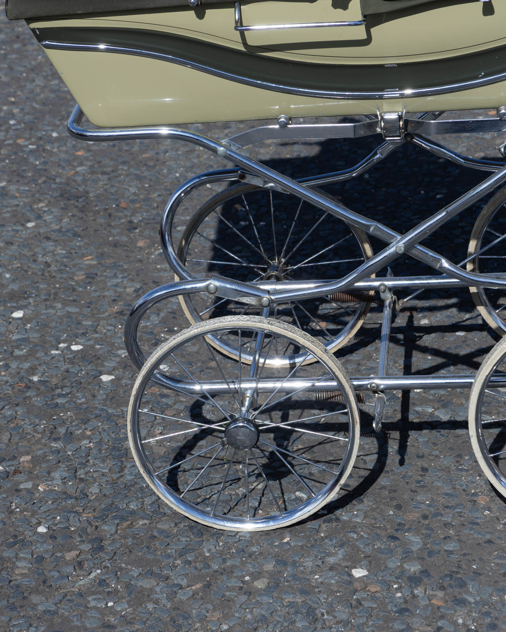 Vintage Silver Cross Green Pram with Chrome Details On The - Main Image
