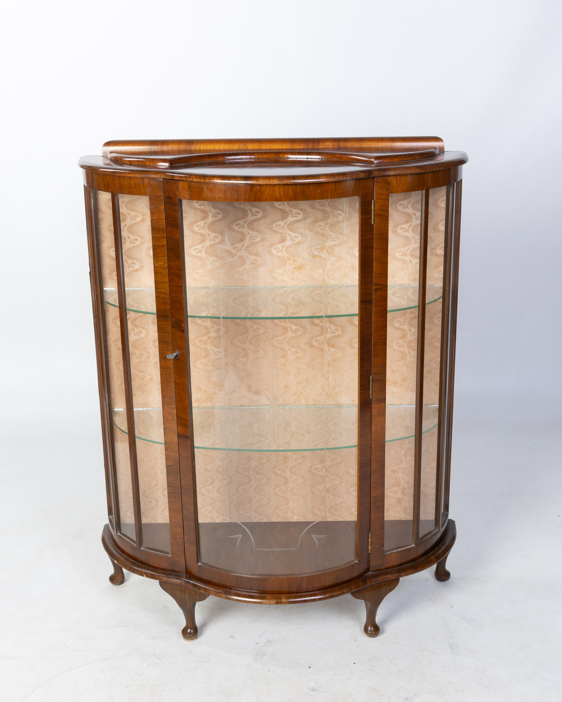 Vintage Wooden Display Cabinet with Glass Door