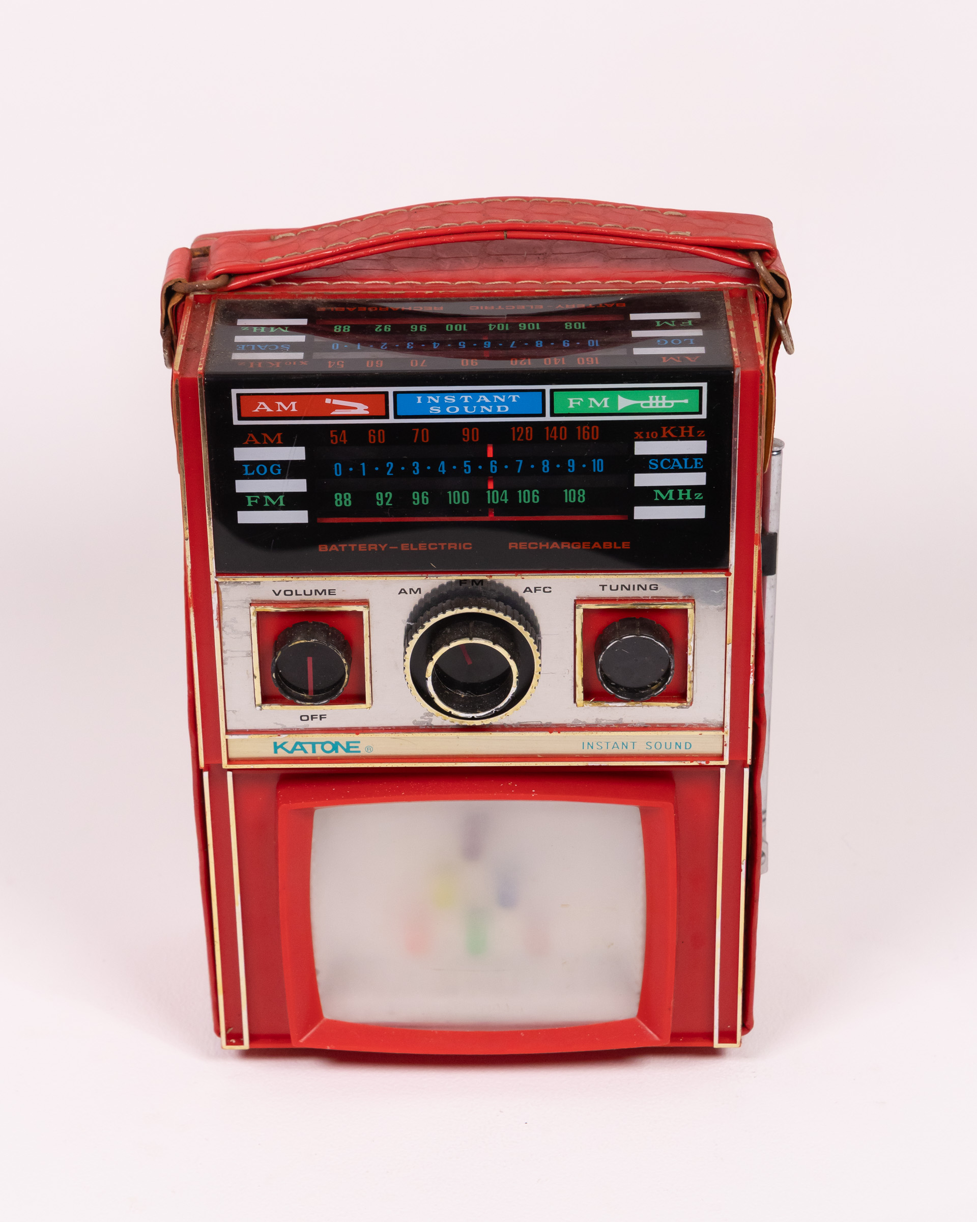 Vintage Katone Portable Radio with Faux-Leather Case