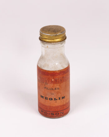 Vintage French Glass Poison Bottle with Label
