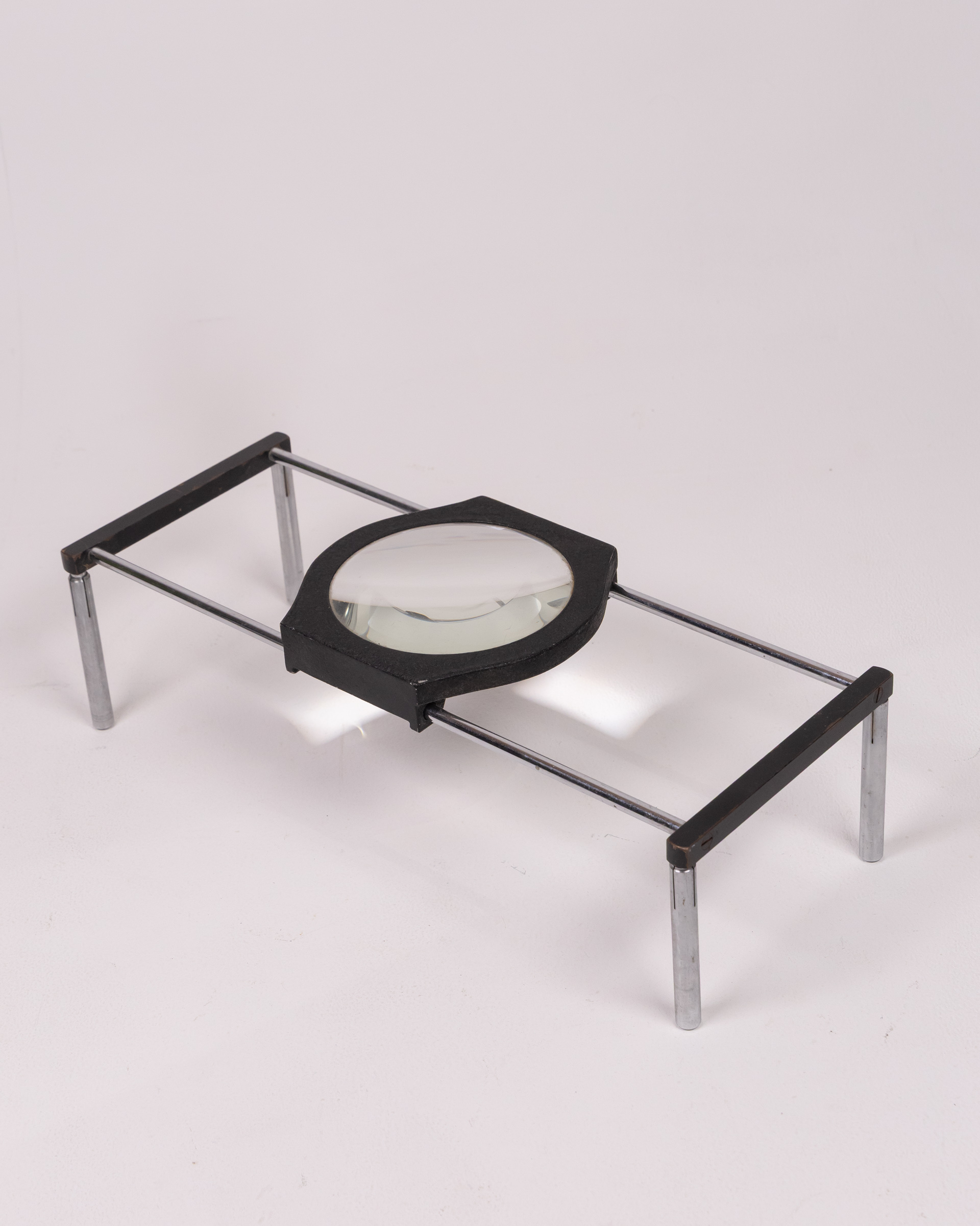Vintage Metal Stand Magnifier with Glass Lens