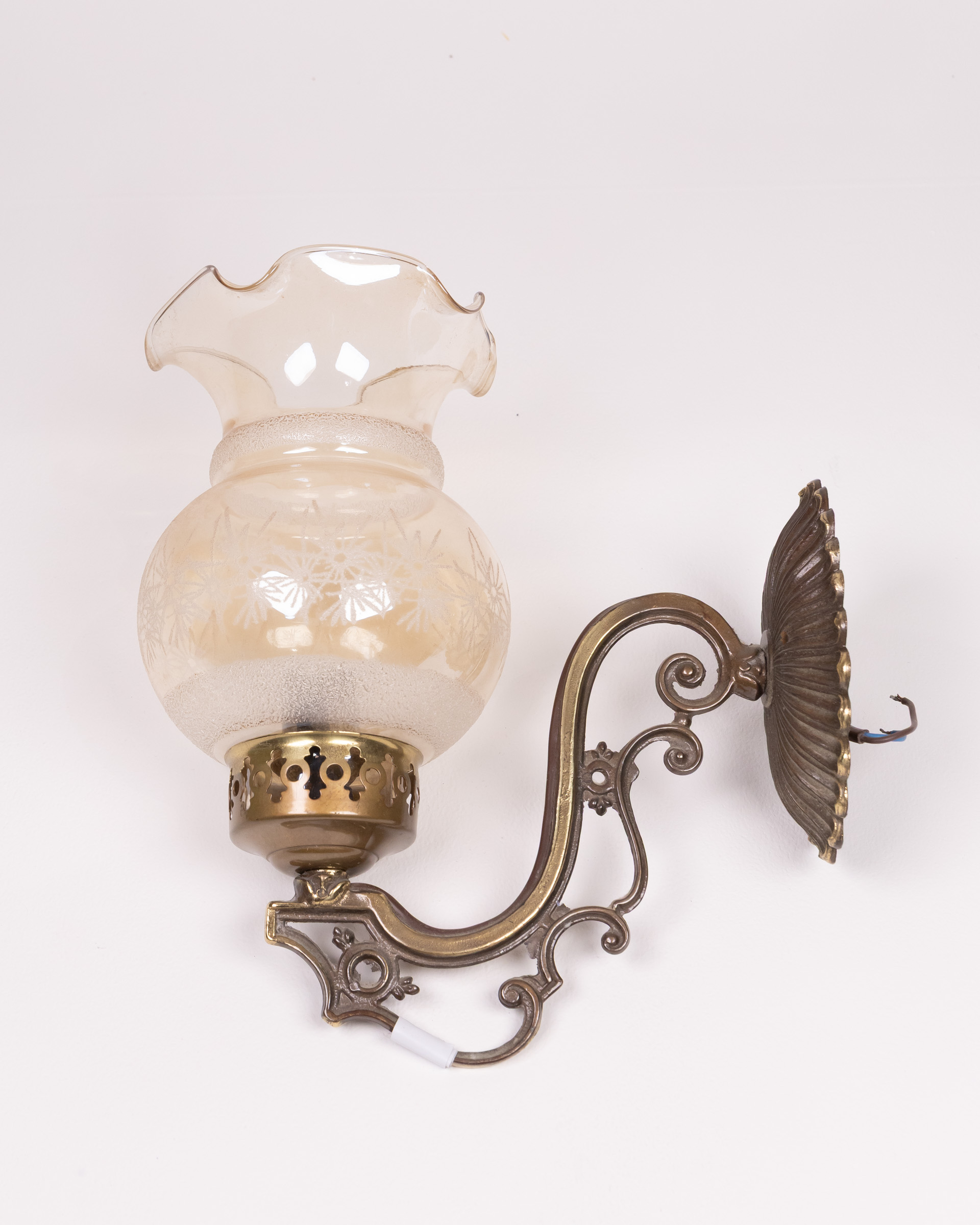 Vintage Style Glass Wall Light with Floral Etched Shade