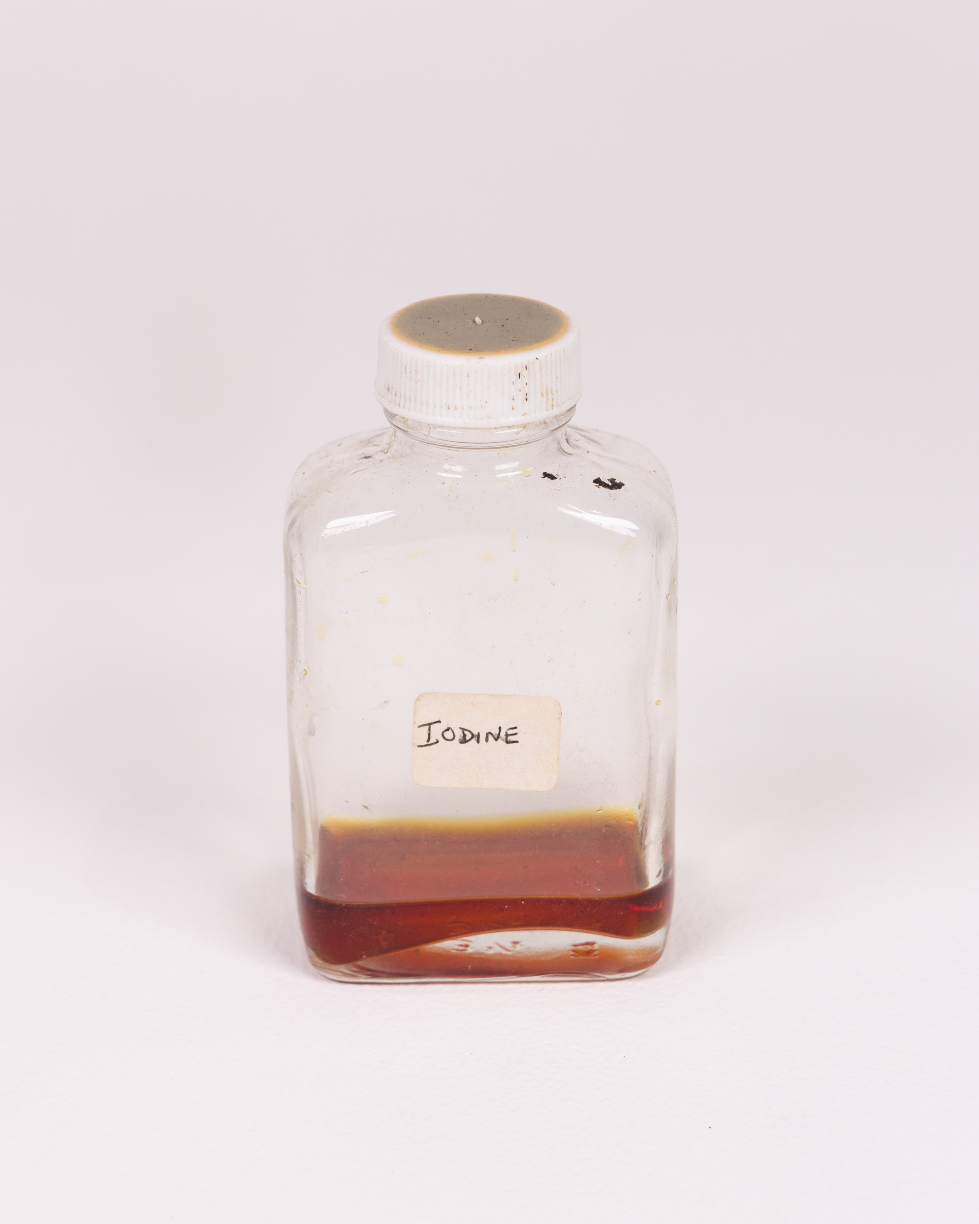 Vintage Glass Iodine Bottle with Original Label