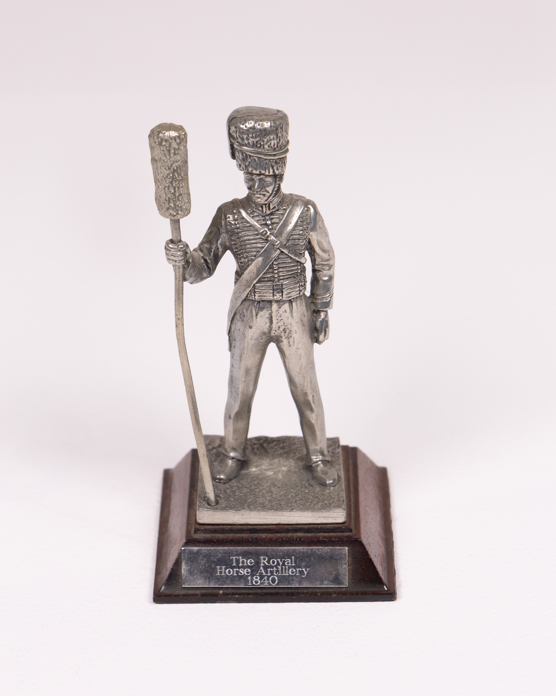 Pewter Royal Horse Artillery Figurine with Wooden Base