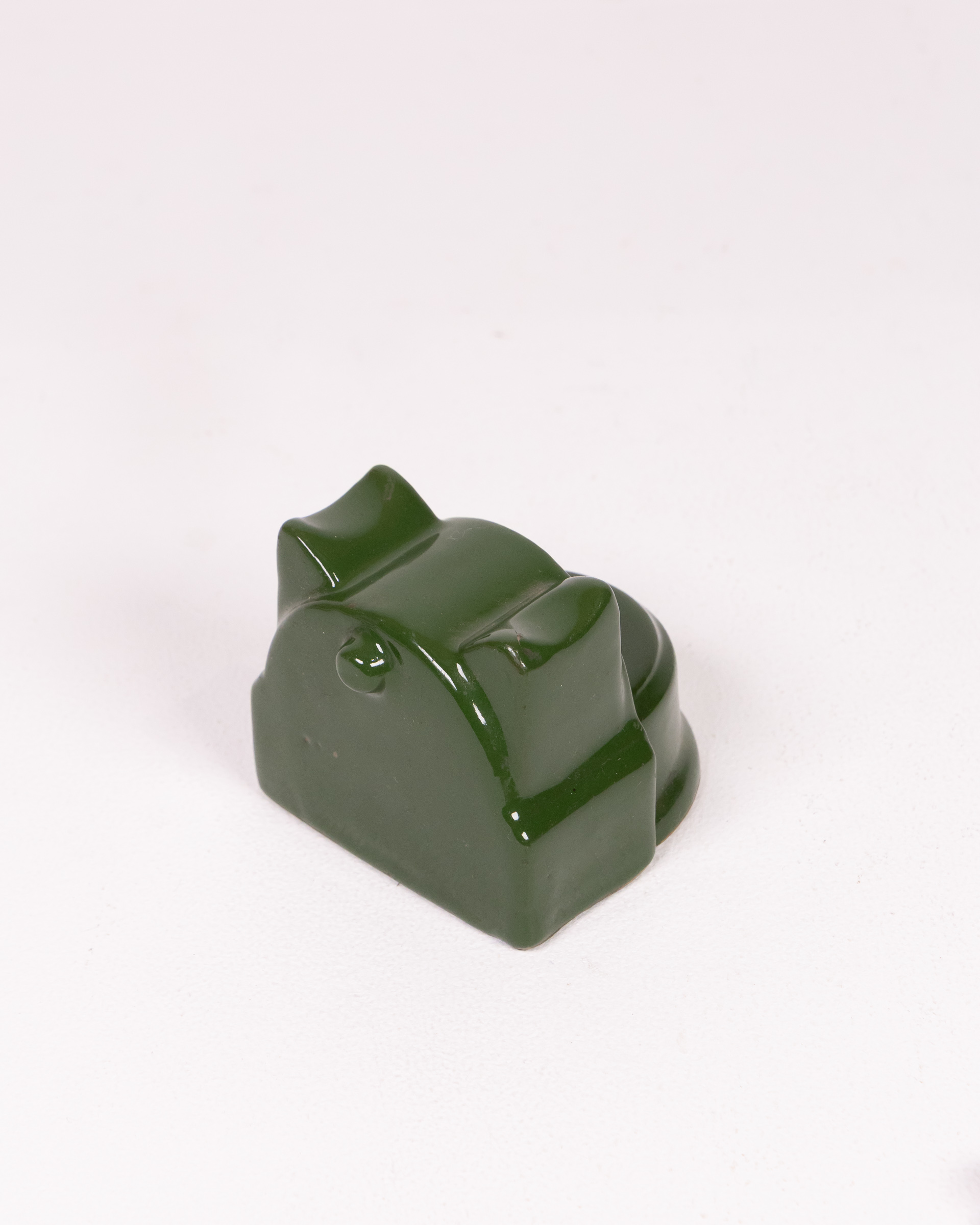 Vintage Green Ceramic Match Holder with Striker