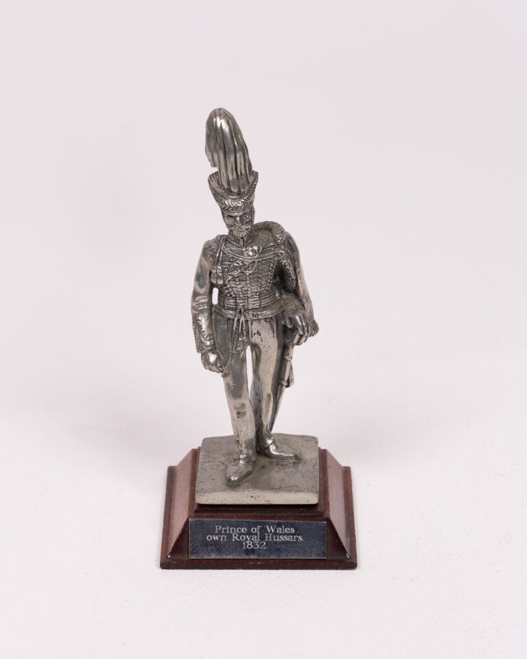 Prince of Wales Royal Hussars Pewter Figurine on Wood Base