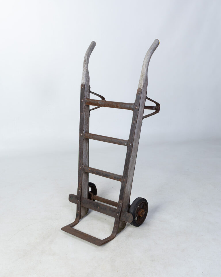 Vintage Industrial Wood & Metal Hand Truck / sack trolley with Wheels