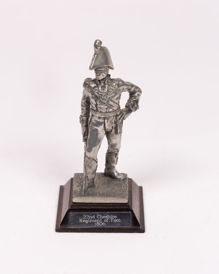 Pewter 22nd Cheshire Regiment Figurine on Wooden Base