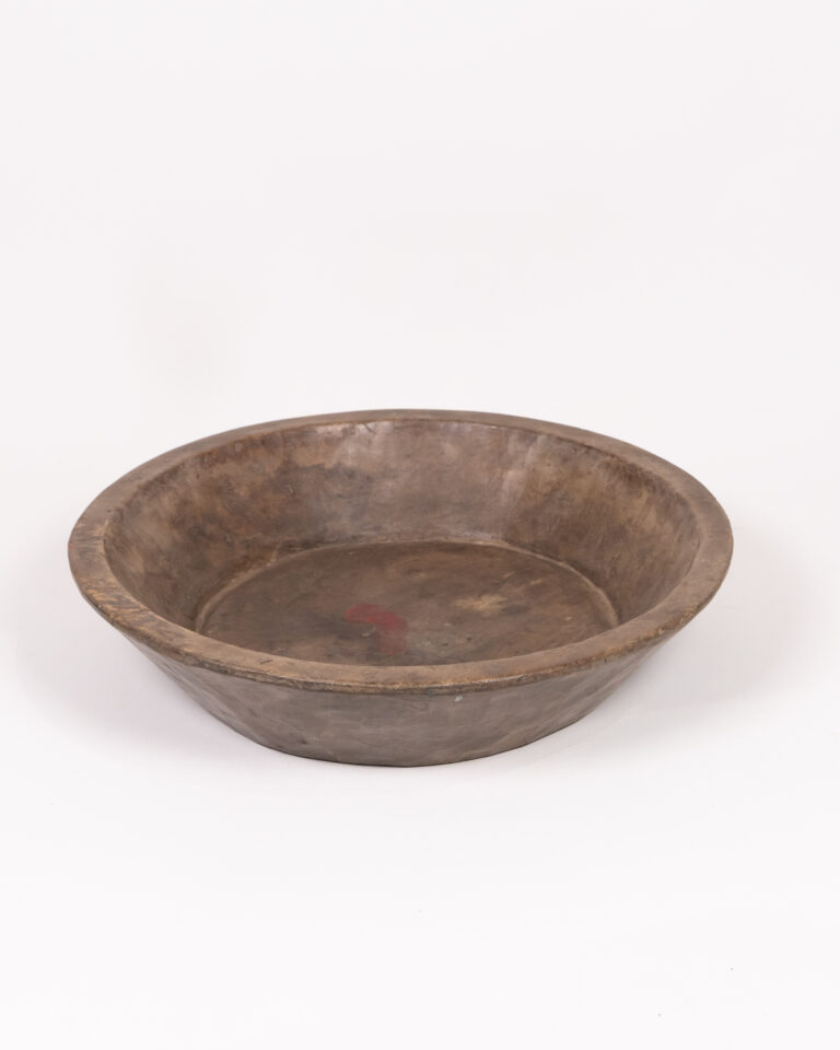 Antique Wooden Bowl with Primitive Carving
