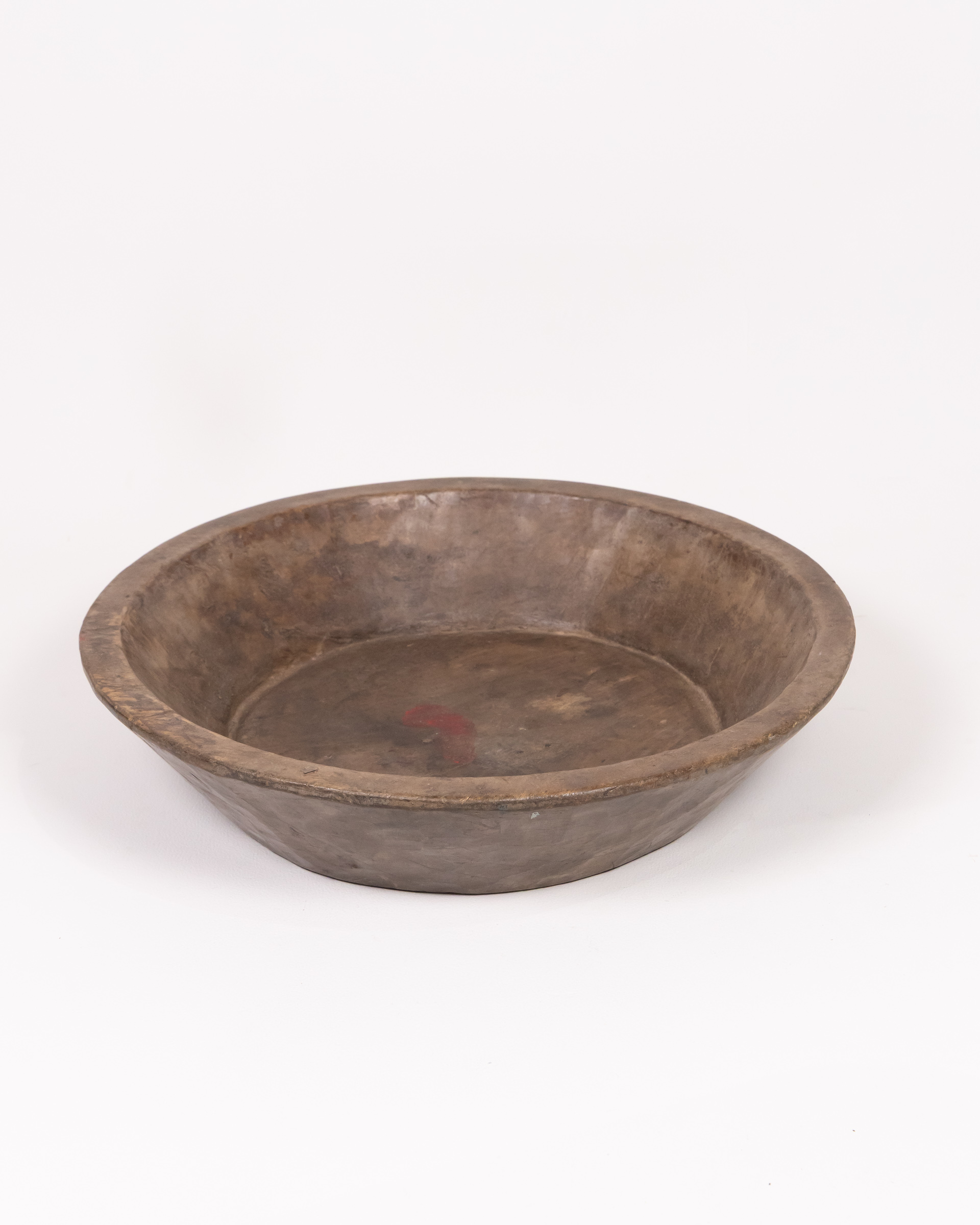 Antique Wooden Bowl with Primitive Carving