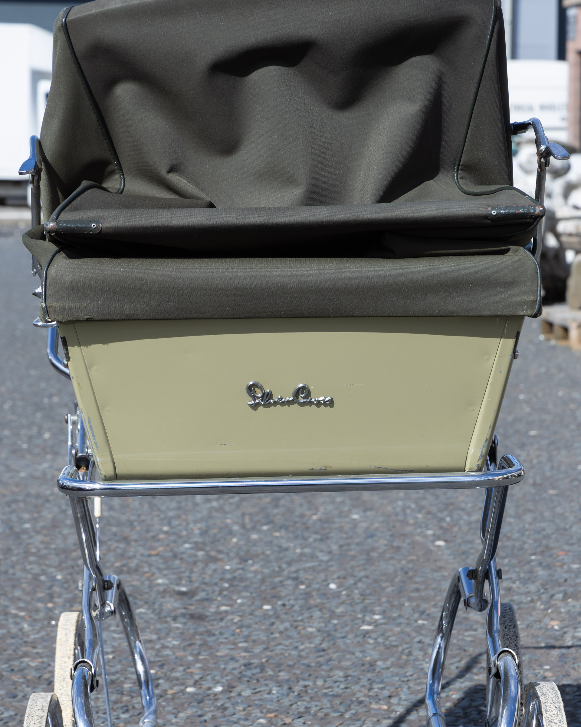 Vintage Silver Cross Green Pram with Chrome Details On The