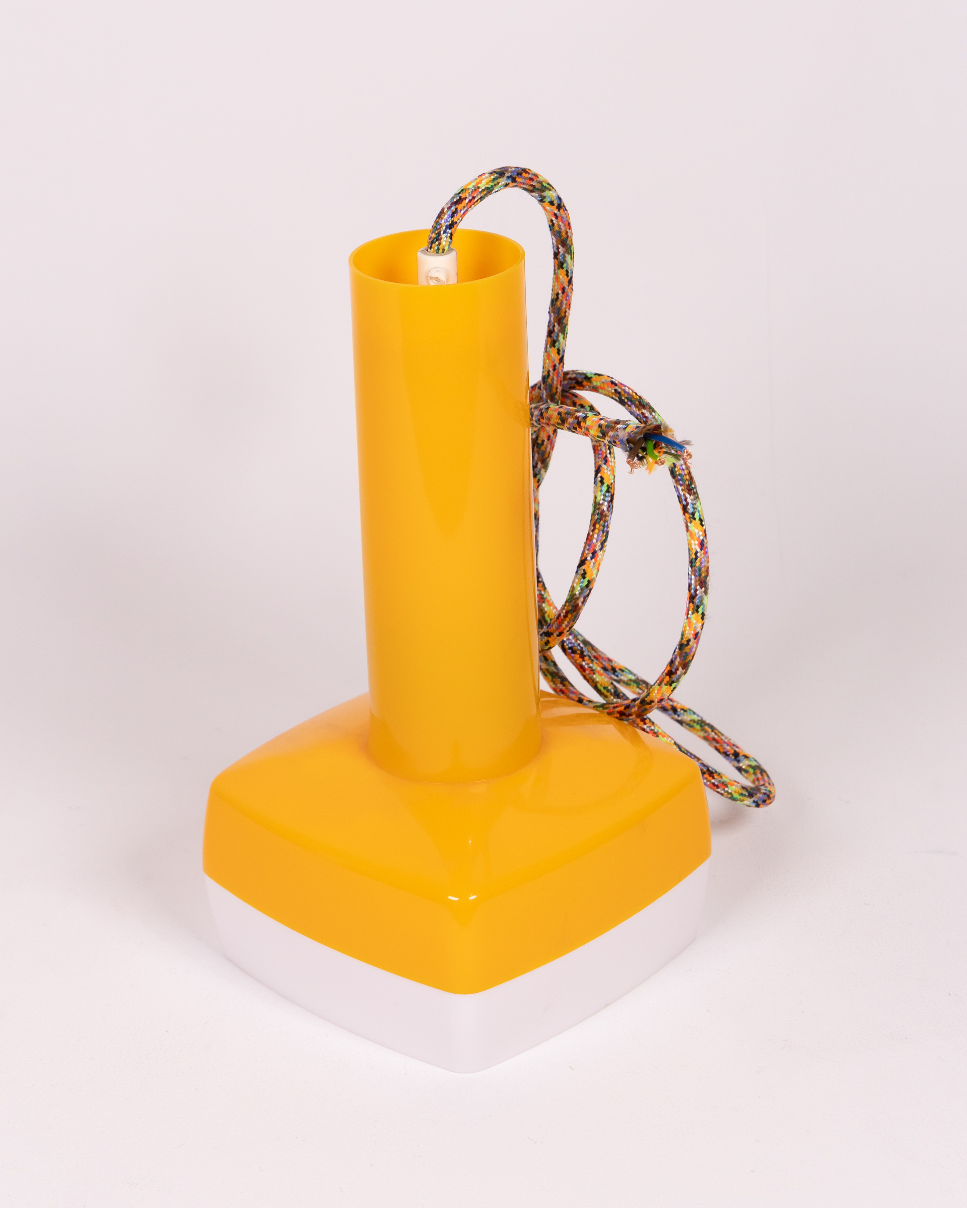 Vintage Yellow Plastic Ceiling Light with Braided Cord