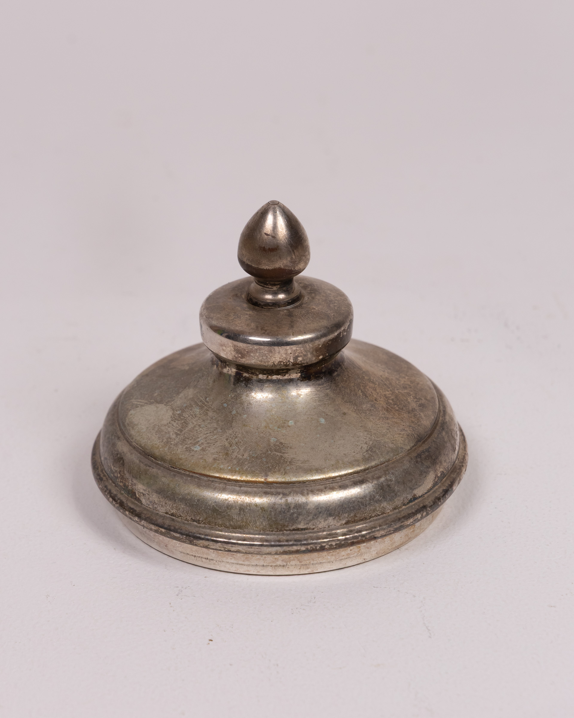 Silver Plated Metal Lid with Decorative Finial