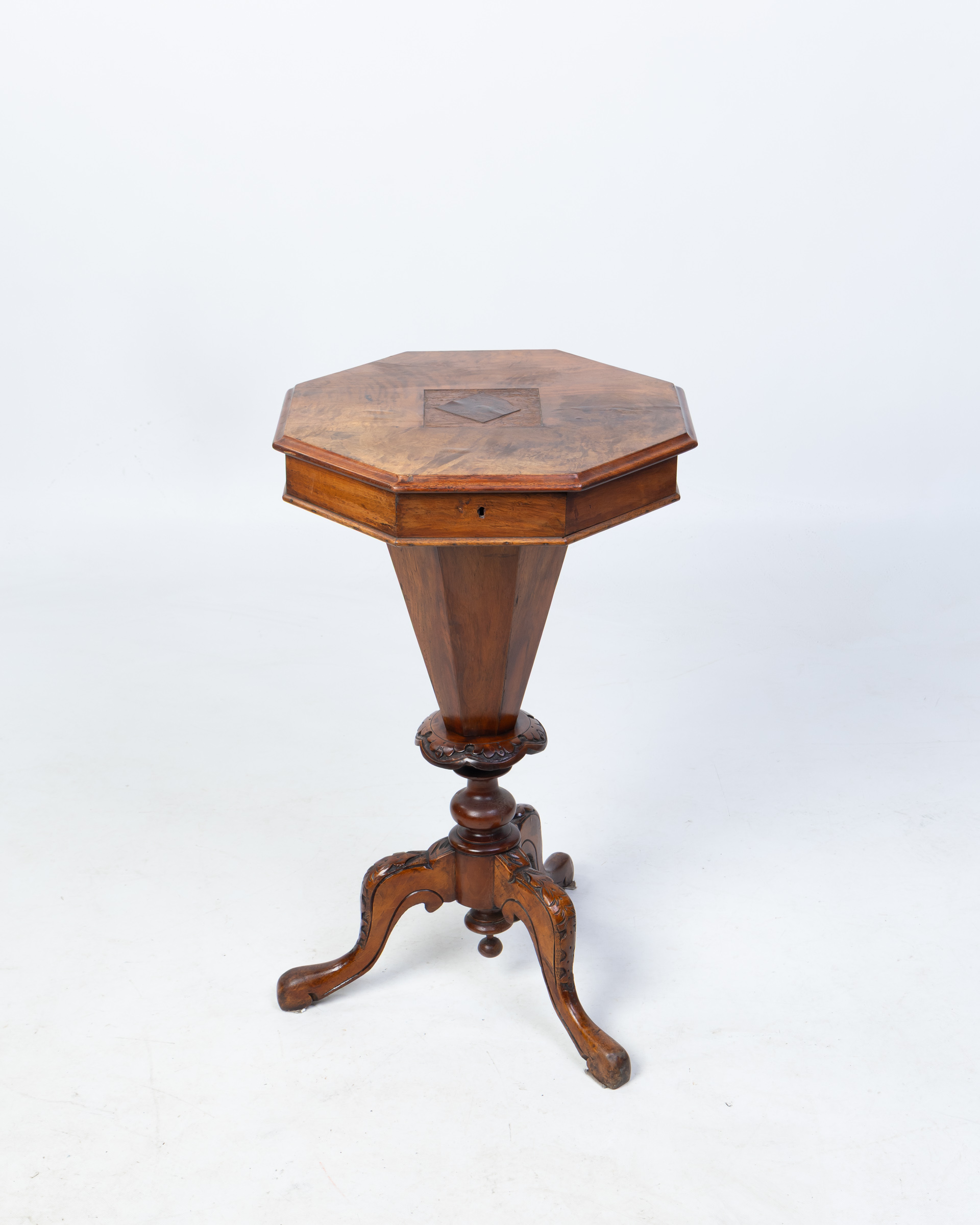 Vintage Wooden Jewellery Box with Fabric Lined Interior