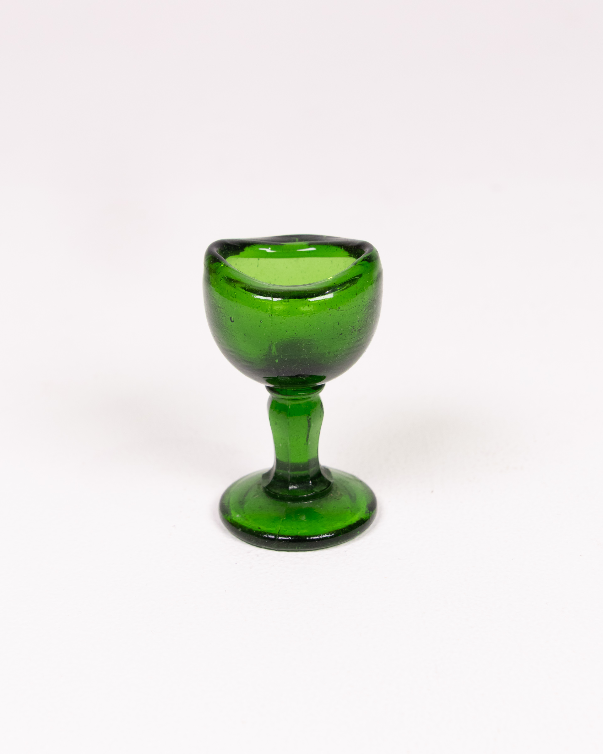 Antique c1880 Green Glass Eye Bath with Pedestal Base