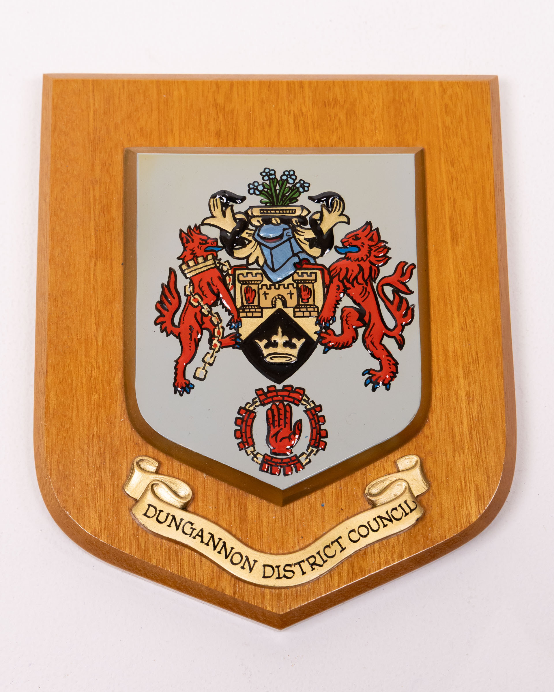 Dungannon District Council Wooden Crest with Metal Details