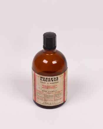 Vintage Glass Antiseptic Bottle with Label