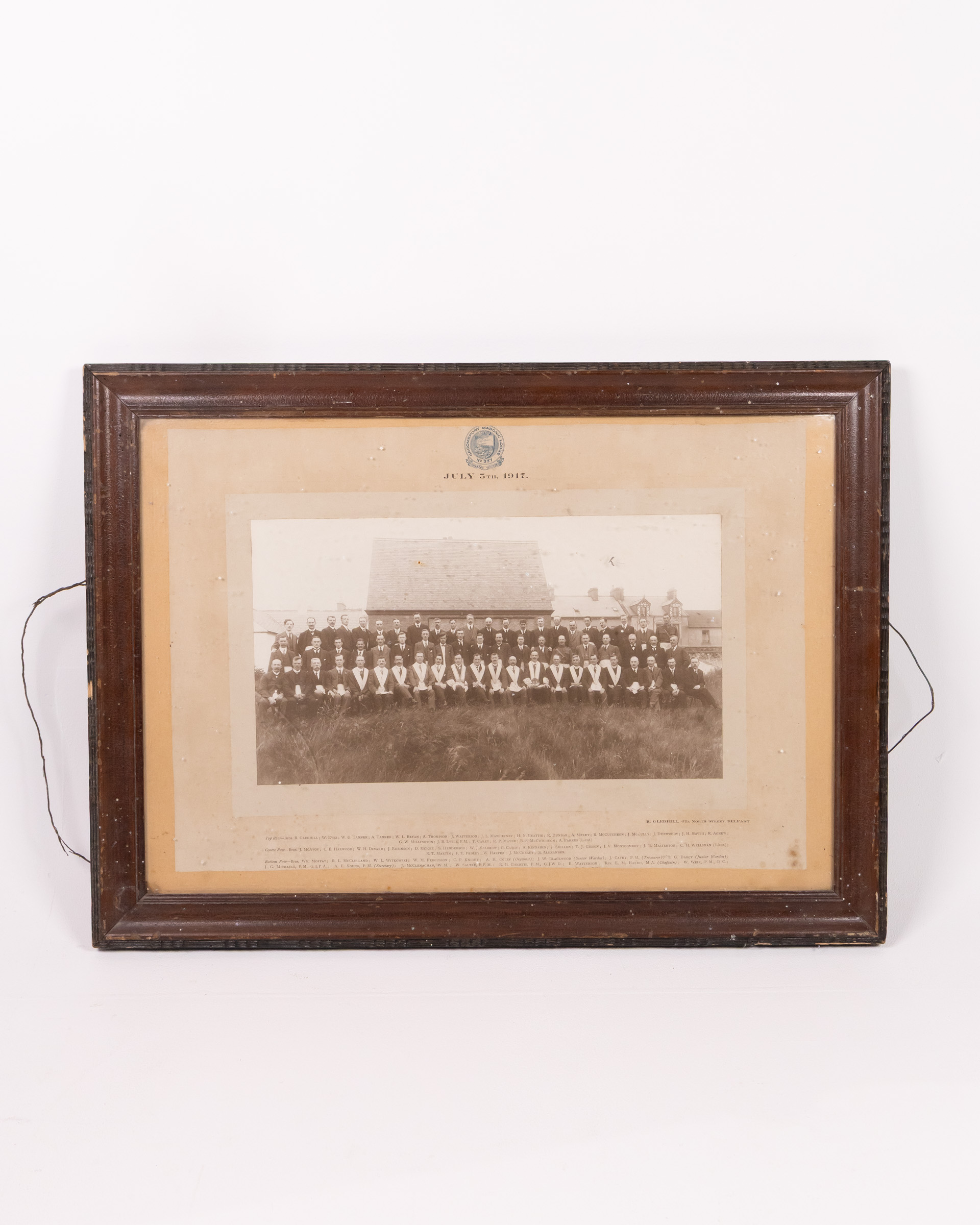 Vintage Wood Framed Masonic Photograph July 5th 1917