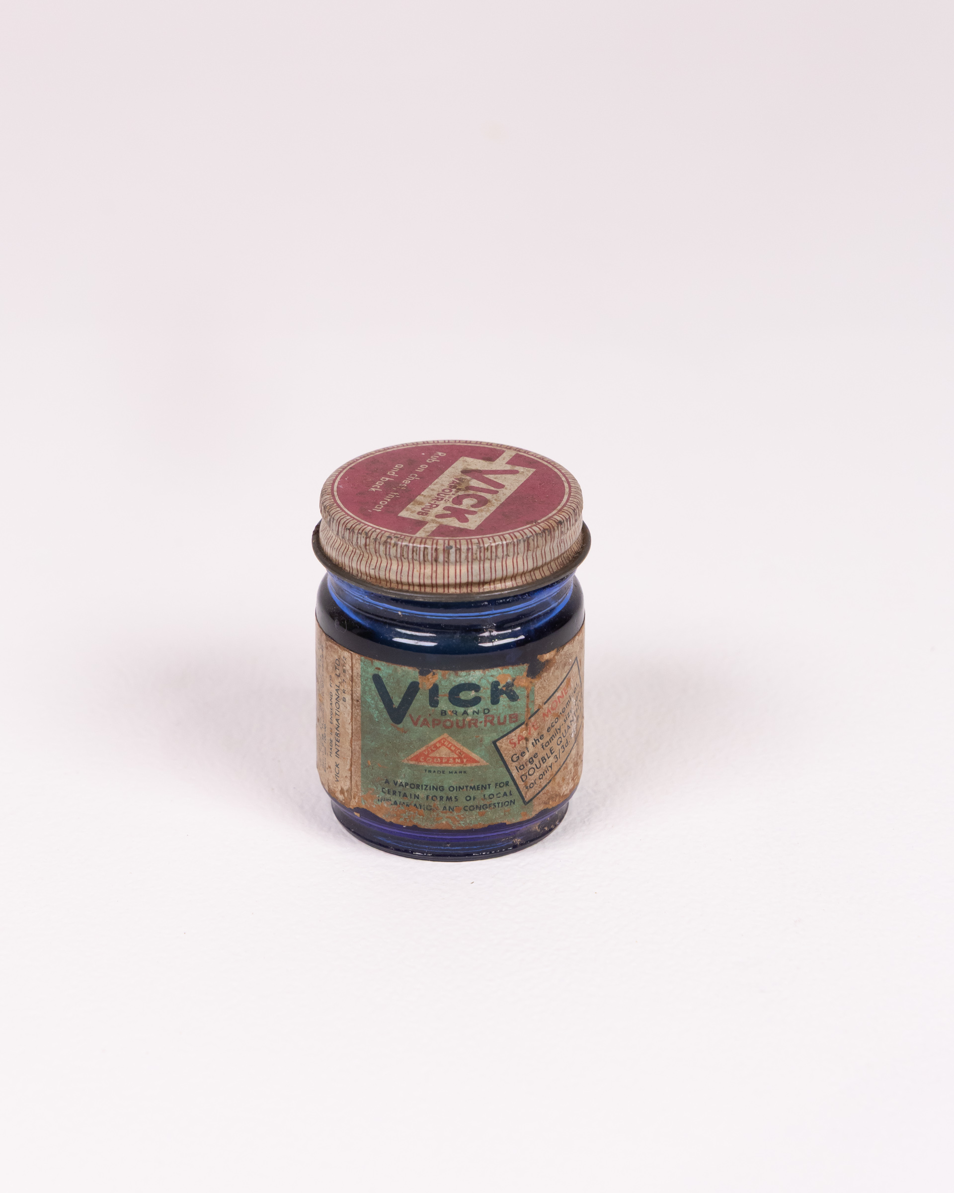 Vintage Vicks VapoRub Glass Jar with Original Label