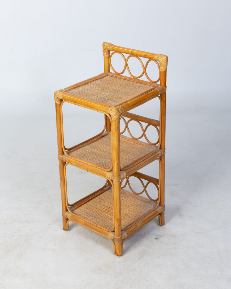 Wicker Bamboo Shelving Unit with Three Tier Design