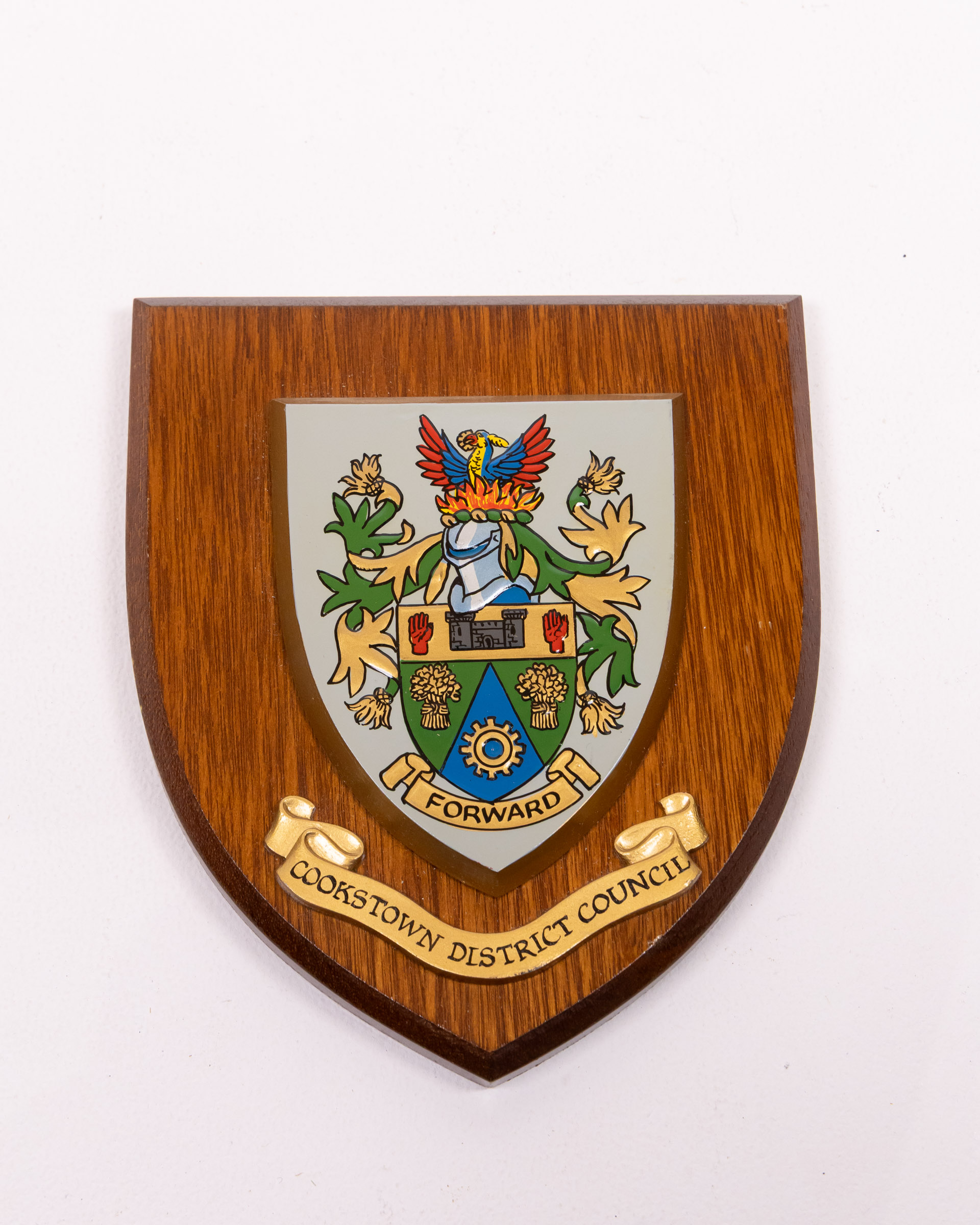Cookstown District Council Wooden Plaque with Metal Details