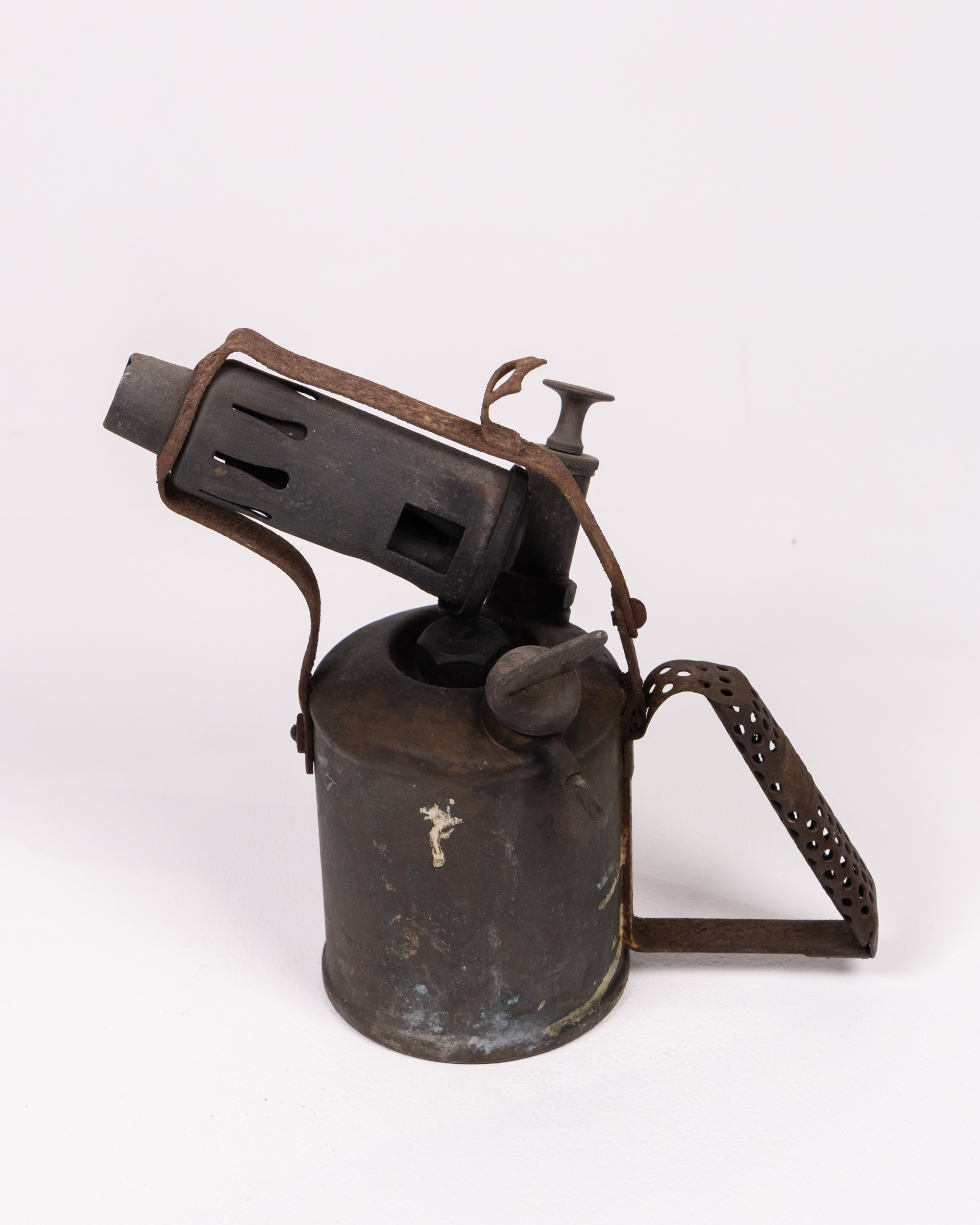 Vintage Metal Blow Torch with Perforated Handle